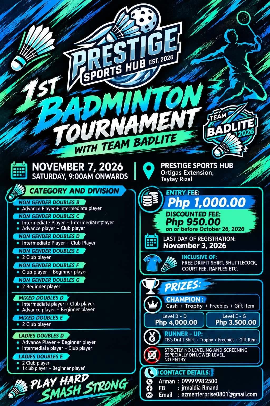 1st Badminton Tournament With Team Badlite