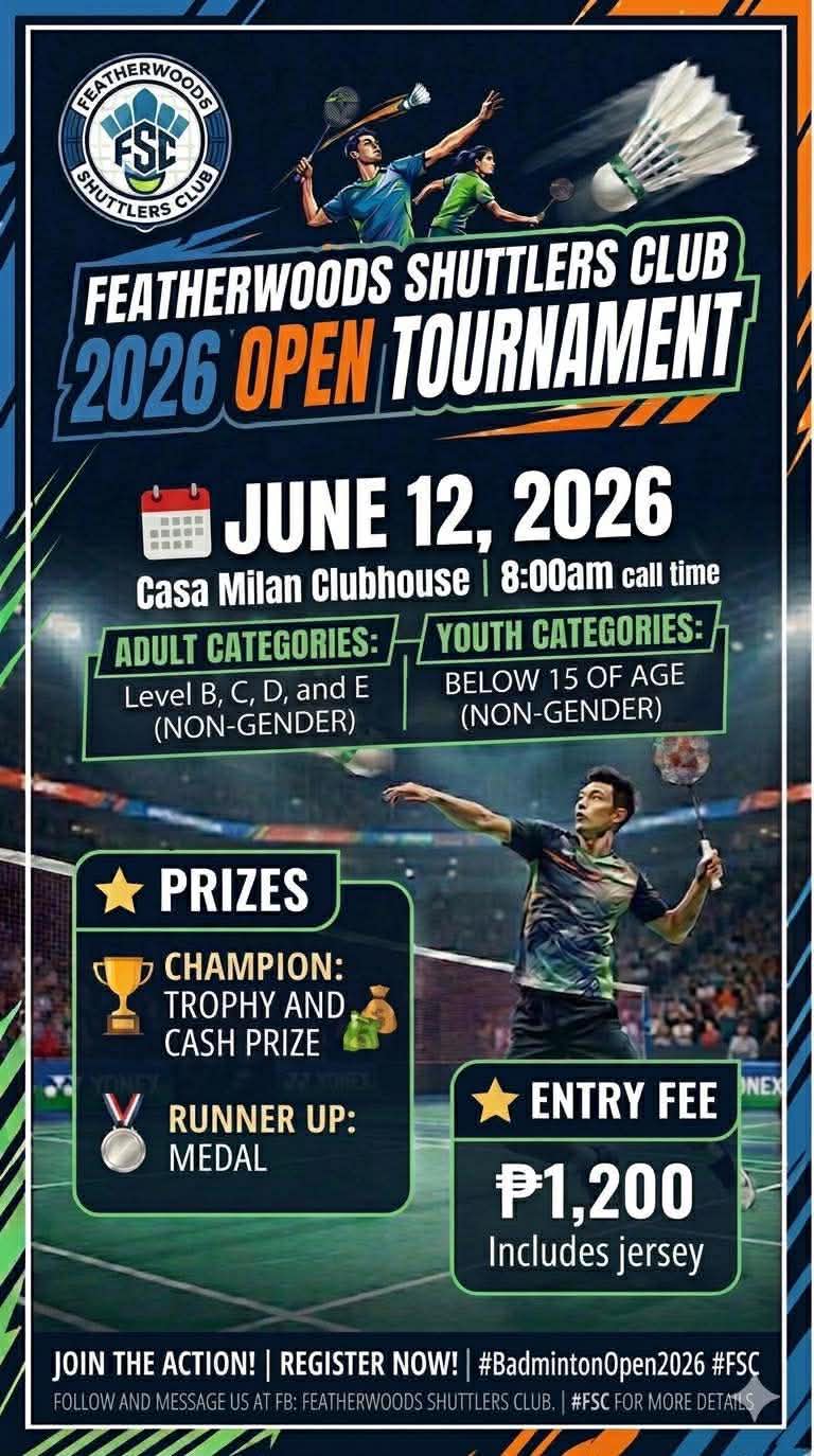 Featherwoods Shuttlers Club 2026 Open Tournament