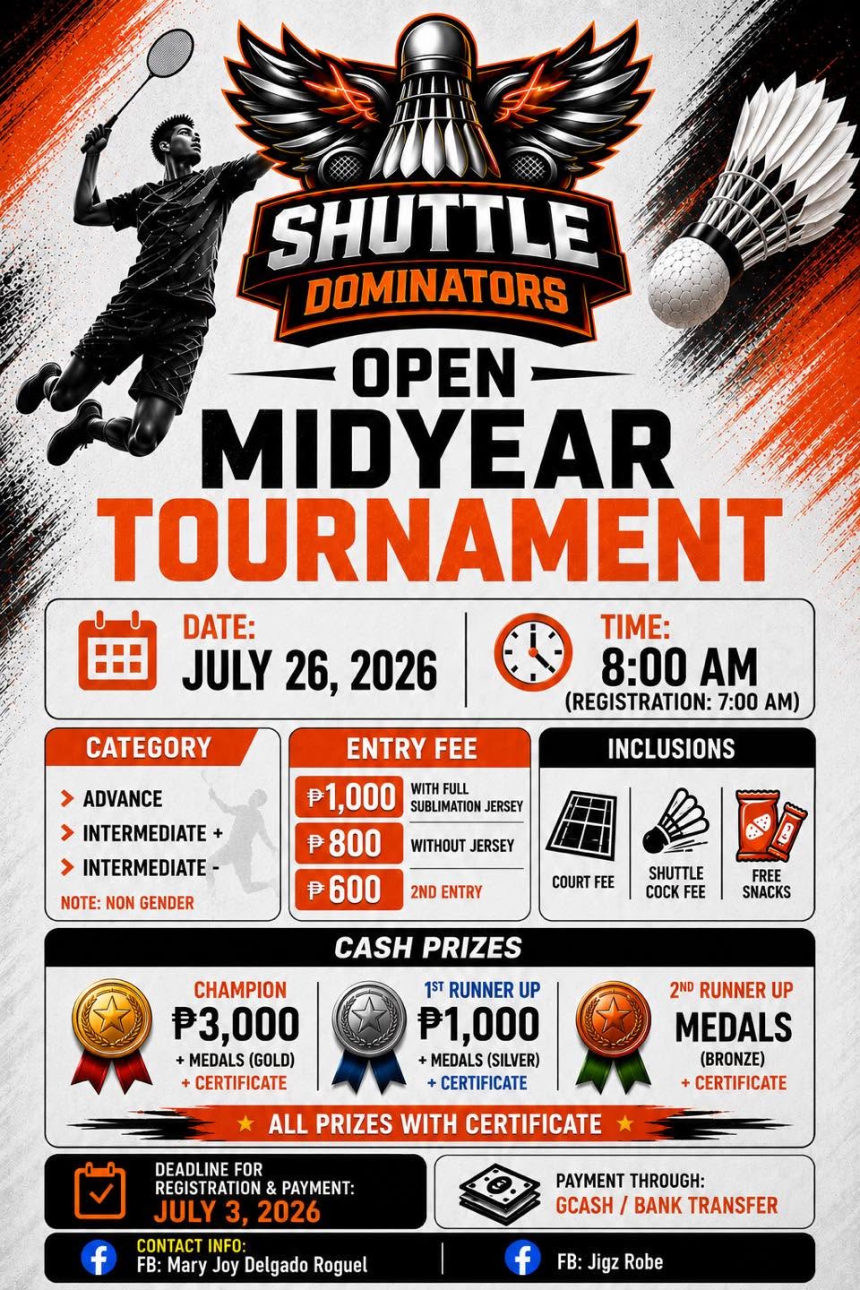 Shuttle Dominators Open Midyear Tournament 2026