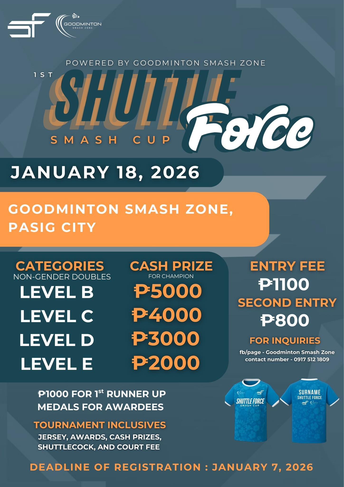 1st Shuttle Force Smash Cup